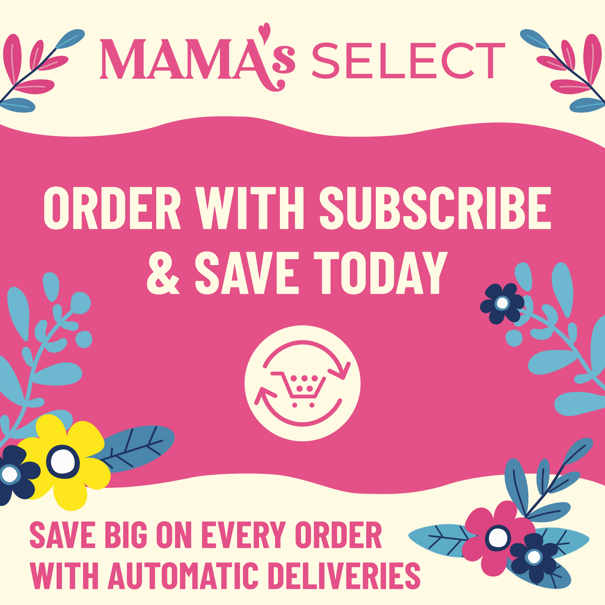 Organic Moringa supplement subscribe and save promotional graphic with cart icon