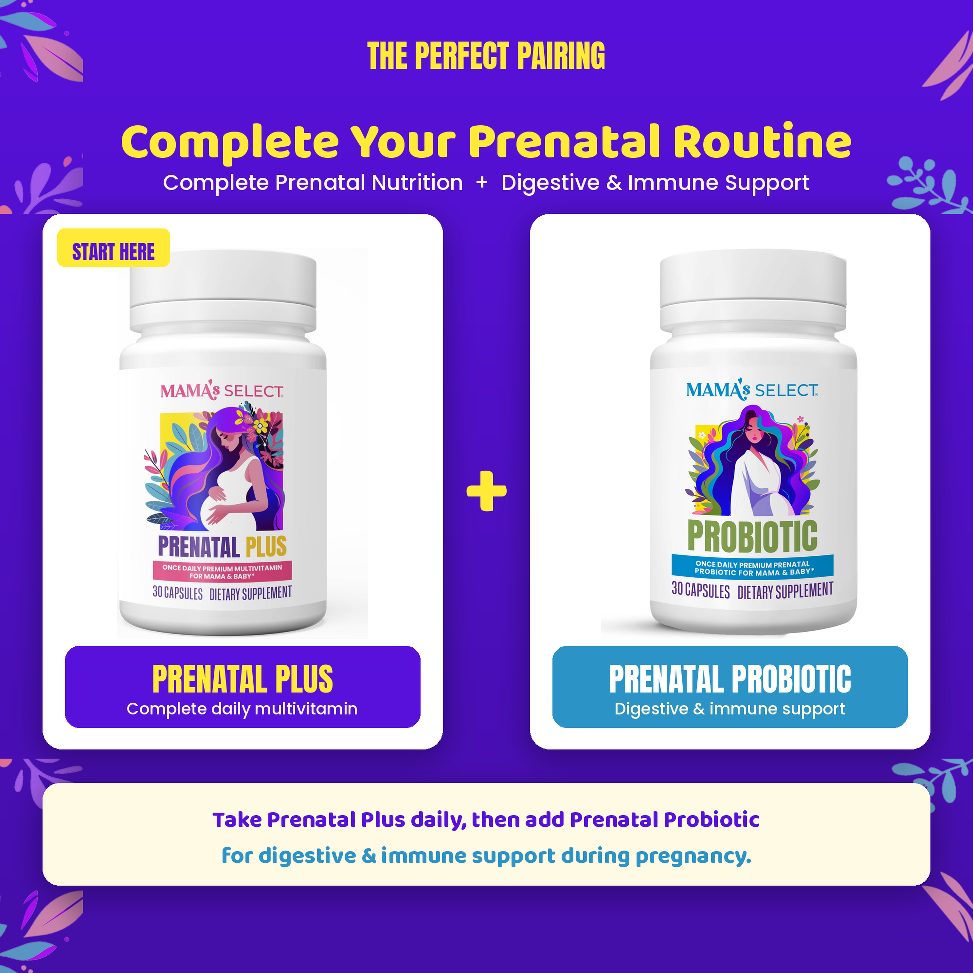Prenatal Plus prenatal supplement bottle with white label and white cap