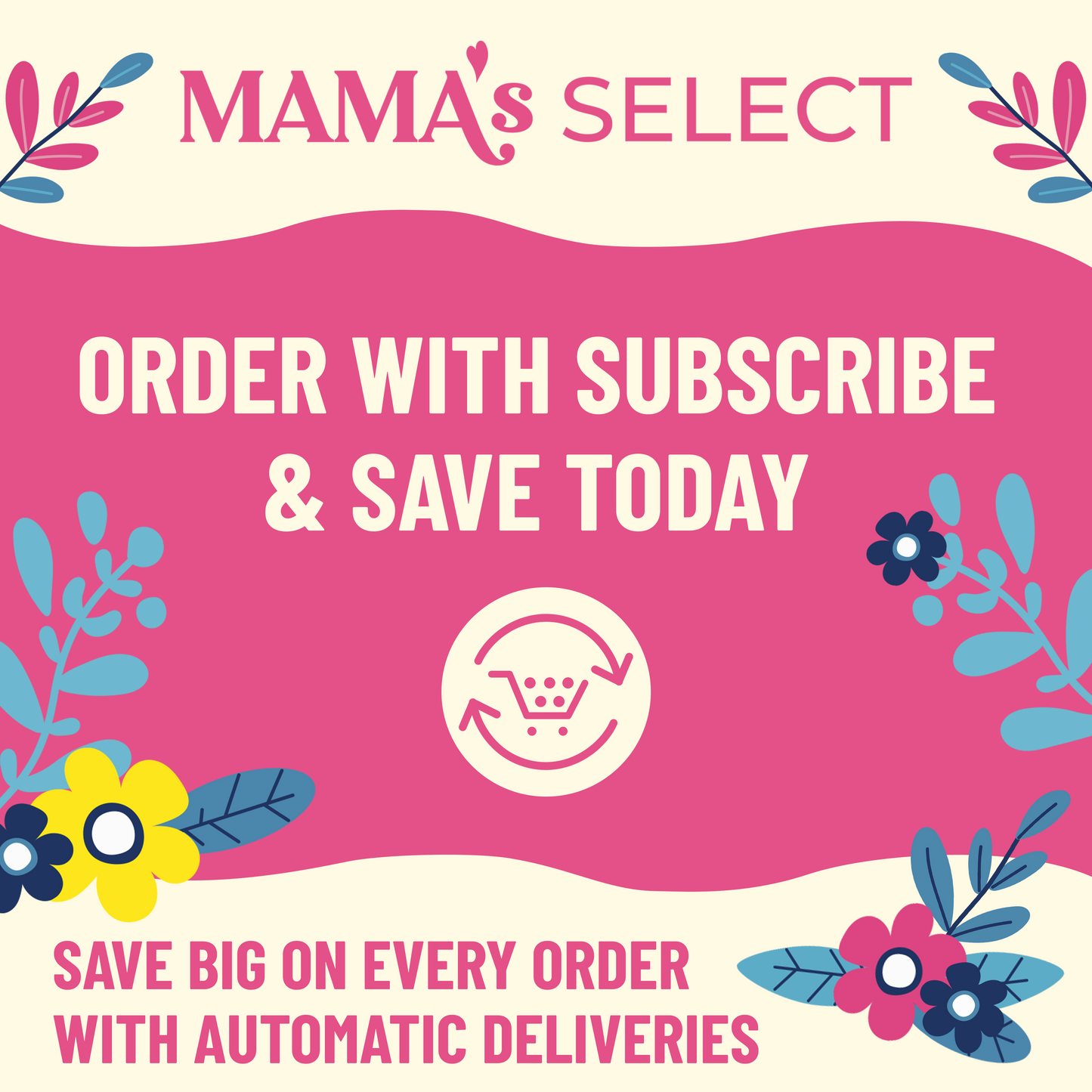 Organic Moringa supplement subscribe and save promotional graphic with cart icon
